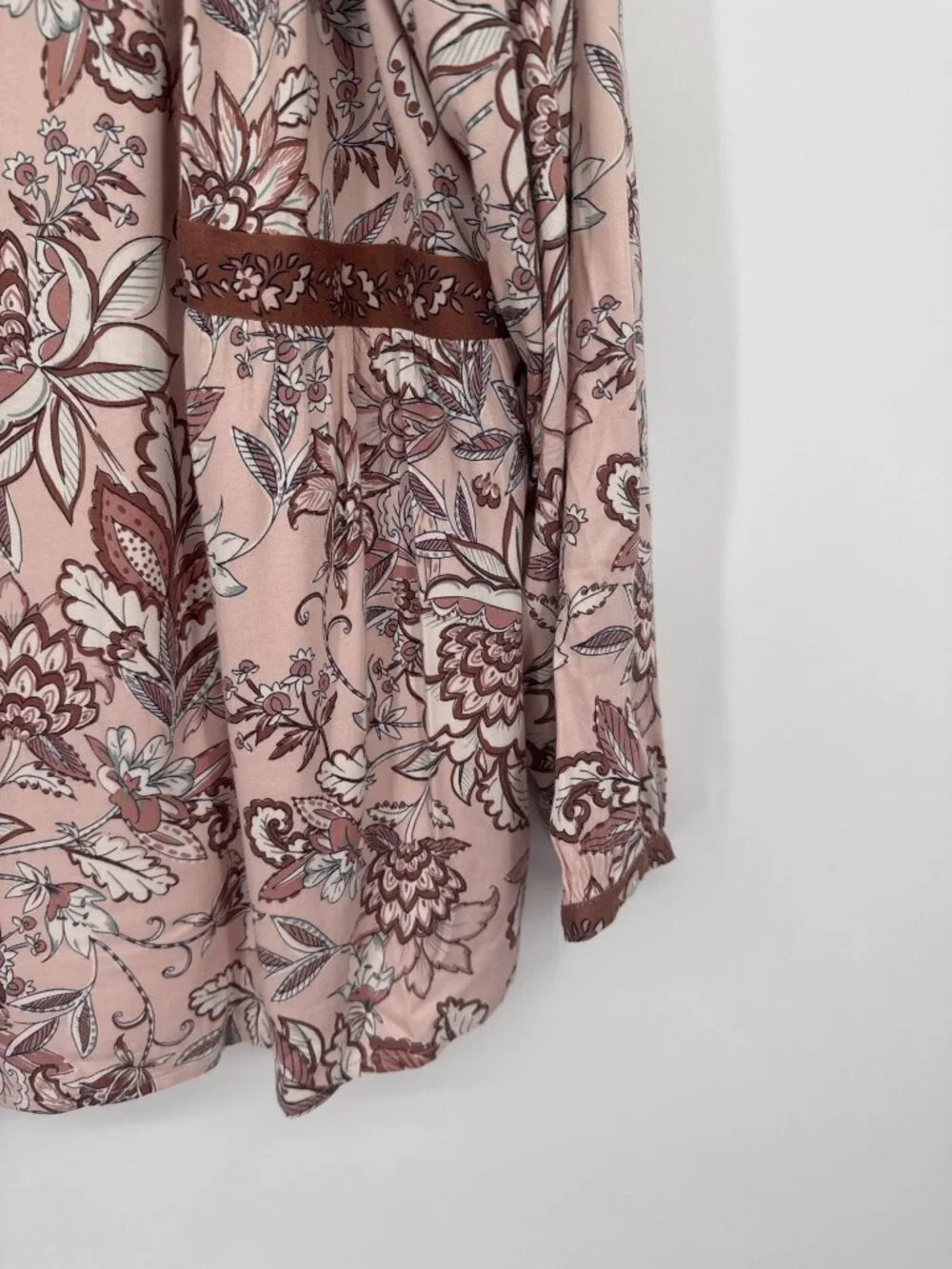 J. Jill Womens Floral Print Boho Tunic Top size 2X plus Pink  Brown Rayon - Picture 4 of 8